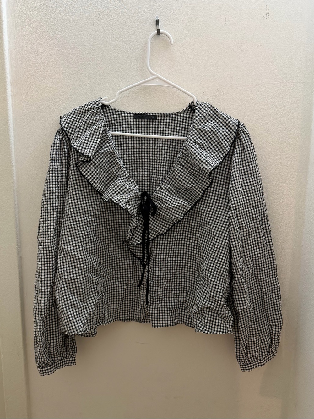 Zara Gingham Long Sleeve Top XL